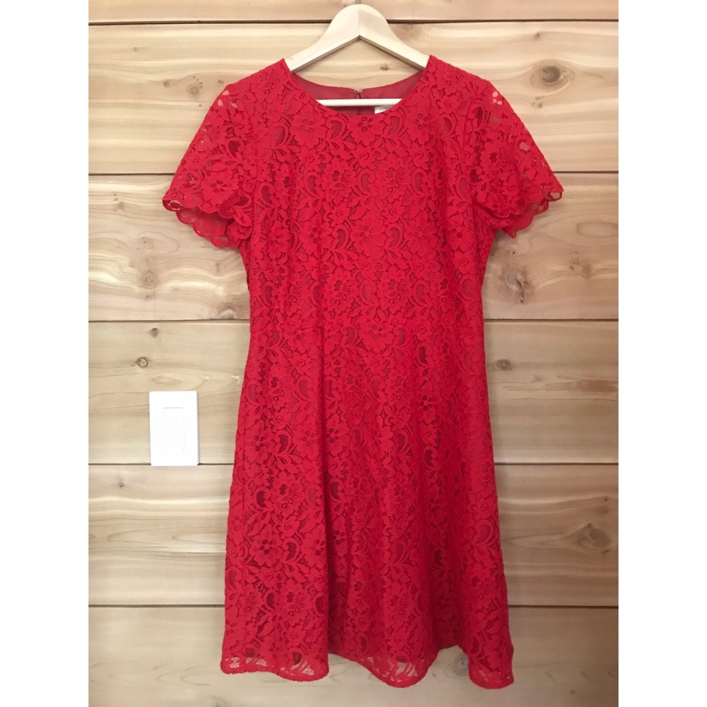 J. Crew Red Lace Cocktail Dress